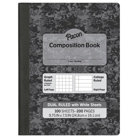 PACON CORPORATION Pacon 2023386 9.75 x 7.5 in. Dual Ruled Composition Book with 100 Sheets; Dark Gray 2023386